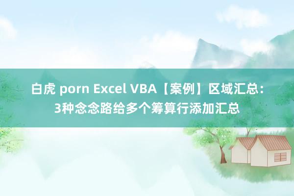 白虎 porn Excel VBA【案例】区域汇总：3种念念路给多个筹算行添加汇总