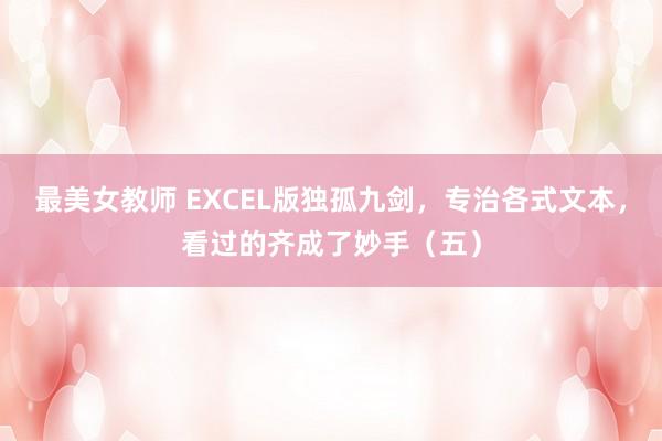 最美女教师 EXCEL版独孤九剑,专治各式文本,看过的齐成了妙手(五)