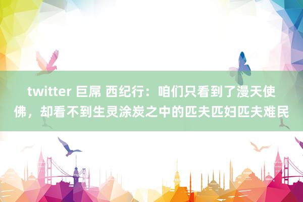 twitter 巨屌 西纪行：咱们只看到了漫天使佛，却看不到生灵涂炭之中的匹夫匹妇匹夫难民