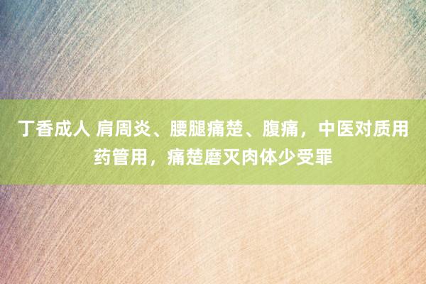 丁香成人 肩周炎、腰腿痛楚、腹痛，中医对质用药管用，痛楚磨灭肉体少受罪