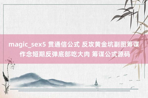 magic_sex5 贯通信公式 反攻黄金坑副图筹谋 作念短期反弹底部吃大肉 筹谋公式源码